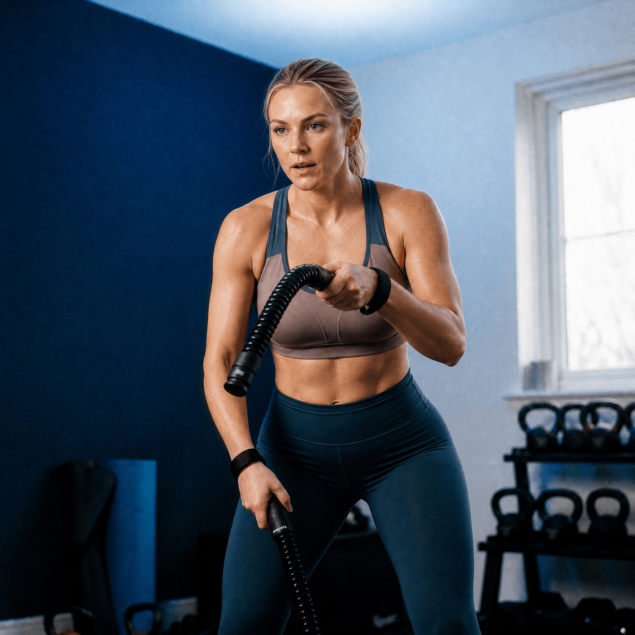 foto d'atmosfera donna che fa ginnastica